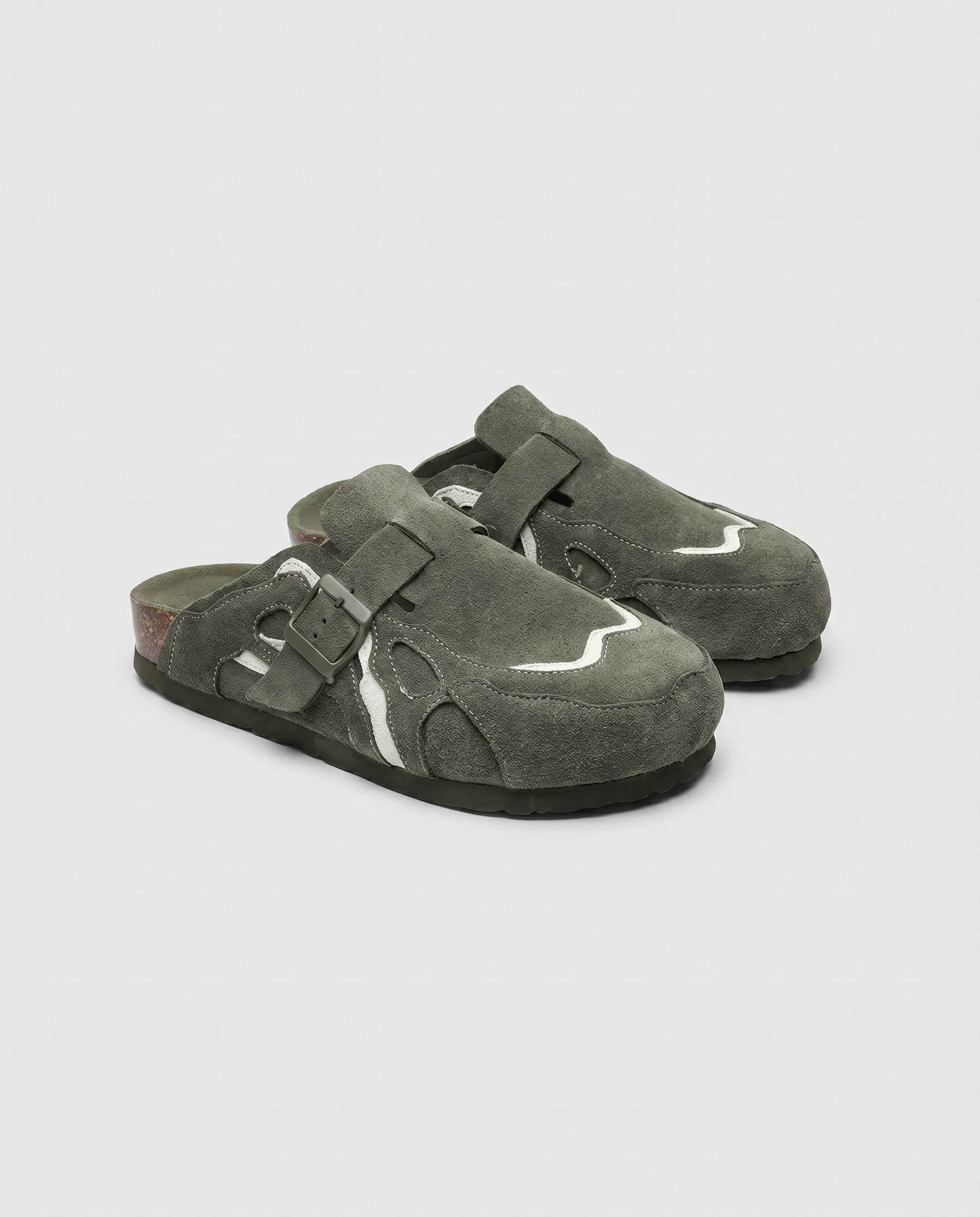 Vert ARMEE - Sabots en daim ORIGINAL