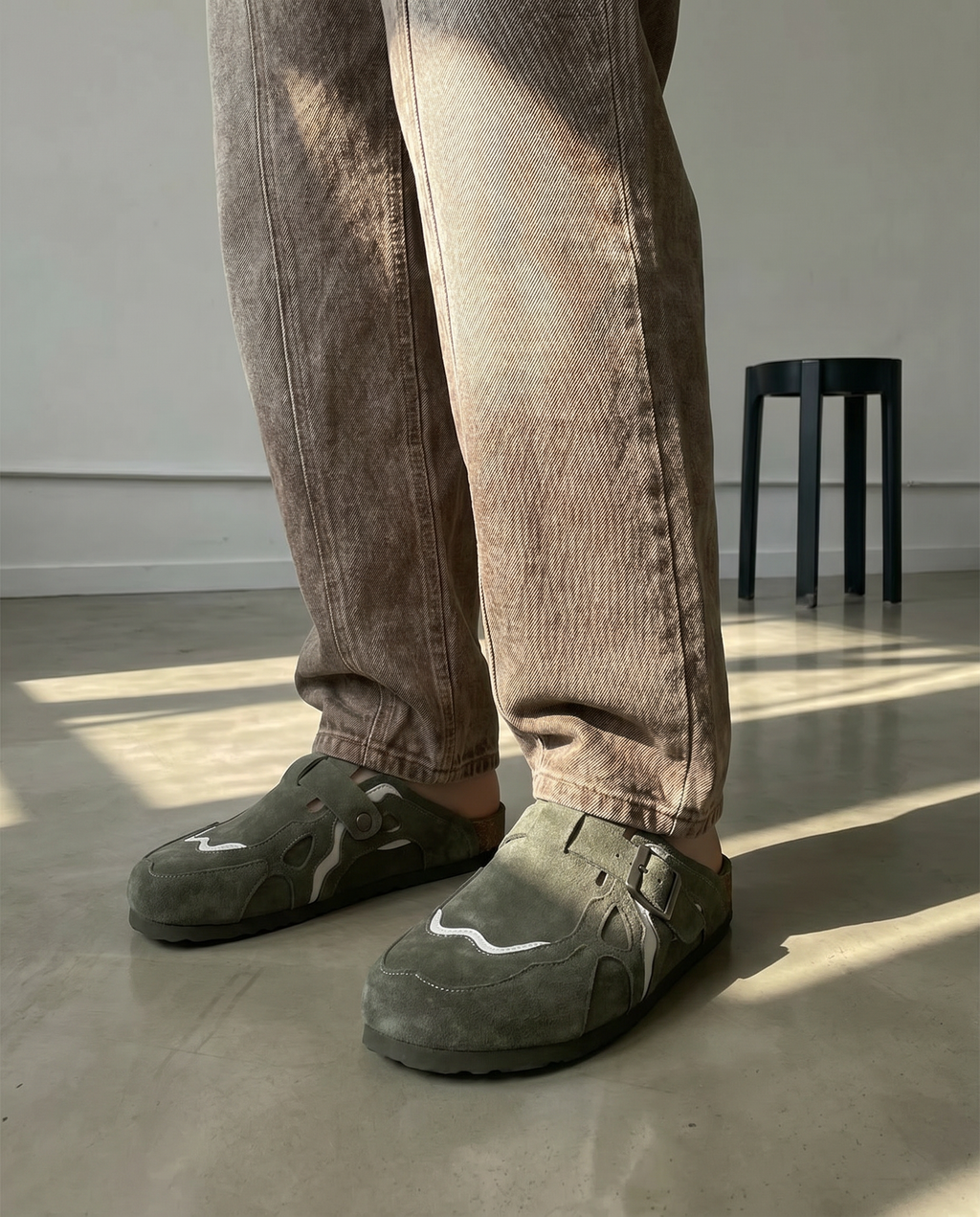 Vert ARMEE - Sabots en daim ORIGINAL
