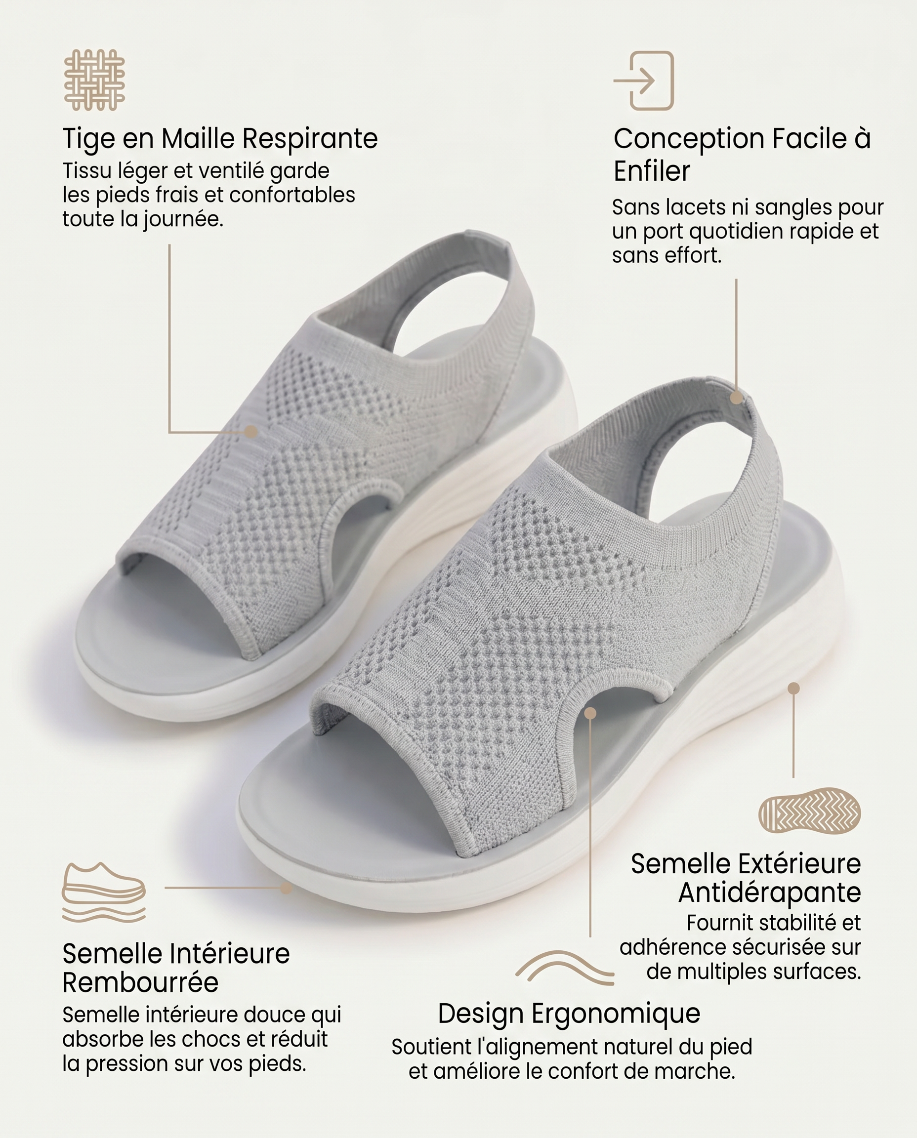 GRIS - SANDALES ALLURE