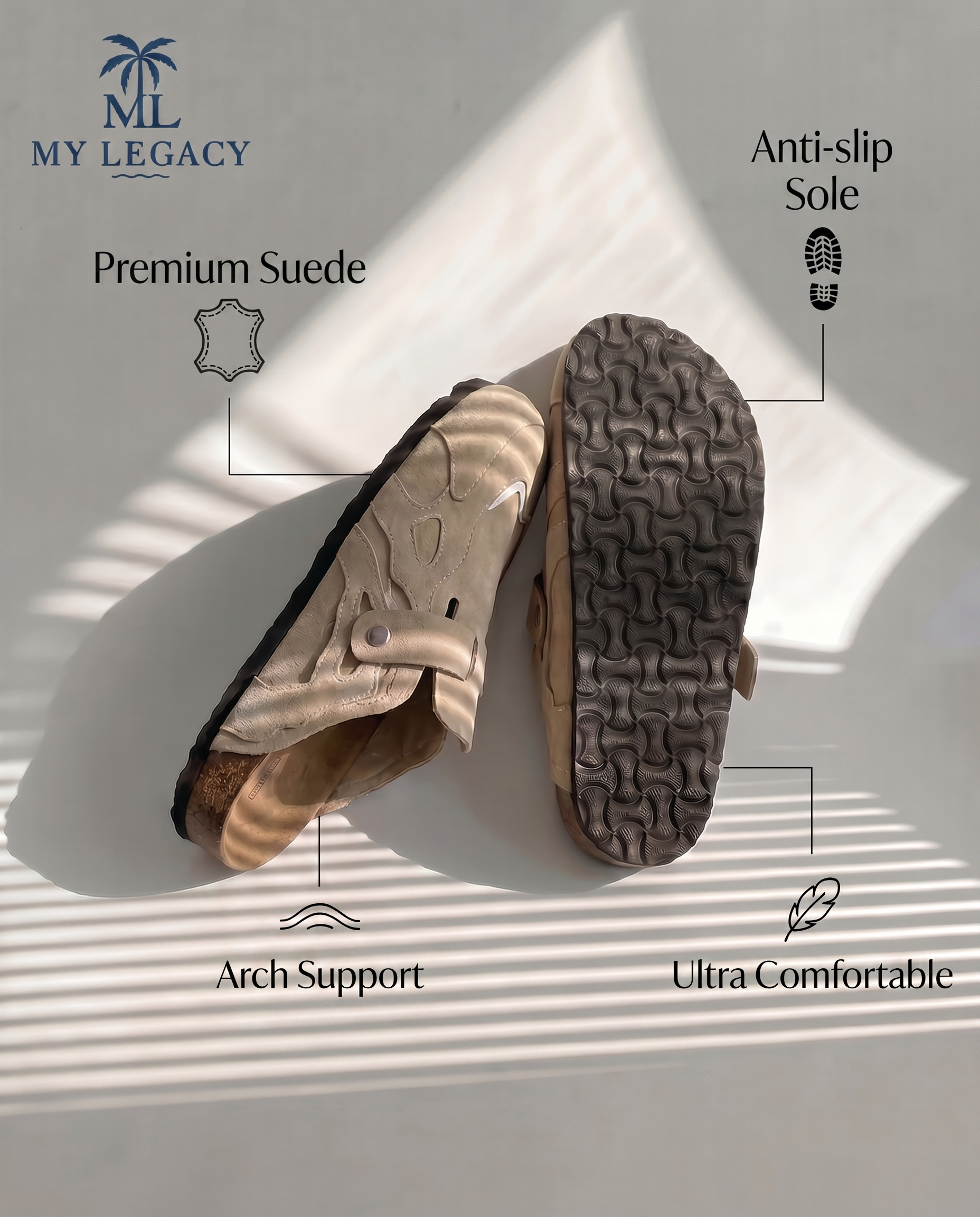 Beige - Sabots en daim ORIGINAL