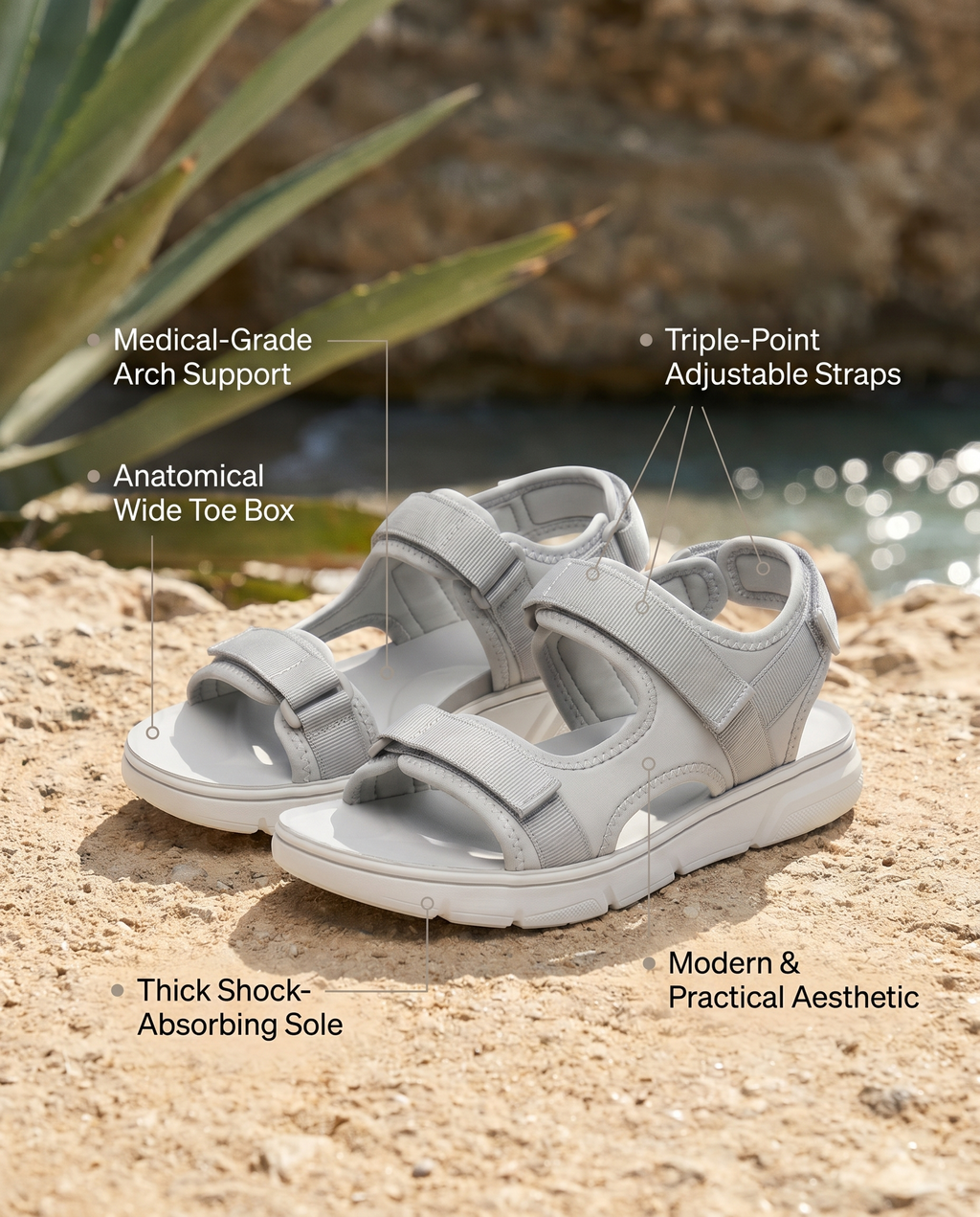 GRIJS - RIVIERA PIJNBESTRIJDENDE SANDALEN