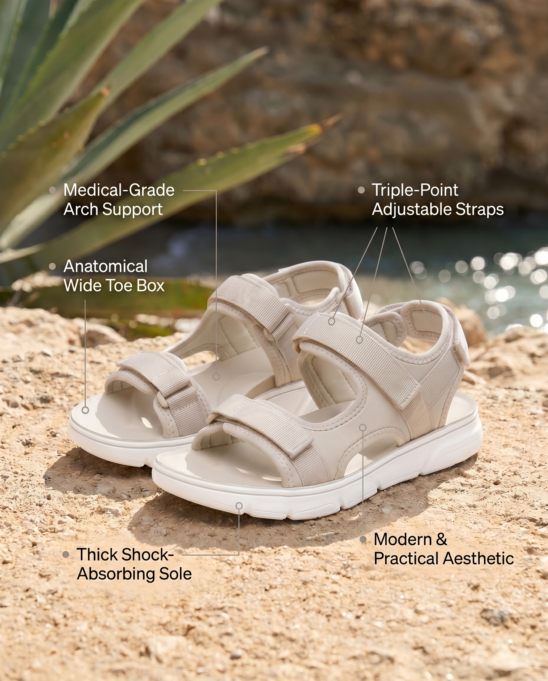 BEIGE - RIVIERA PIJNBESTRIJDENDE SANDALEN