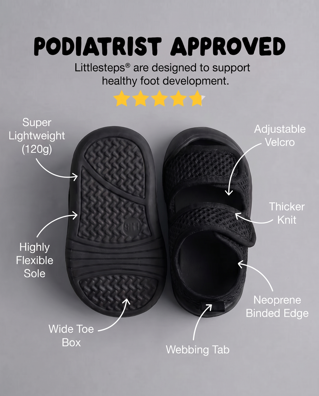 BLACK - LittleSteps™ SANDALS