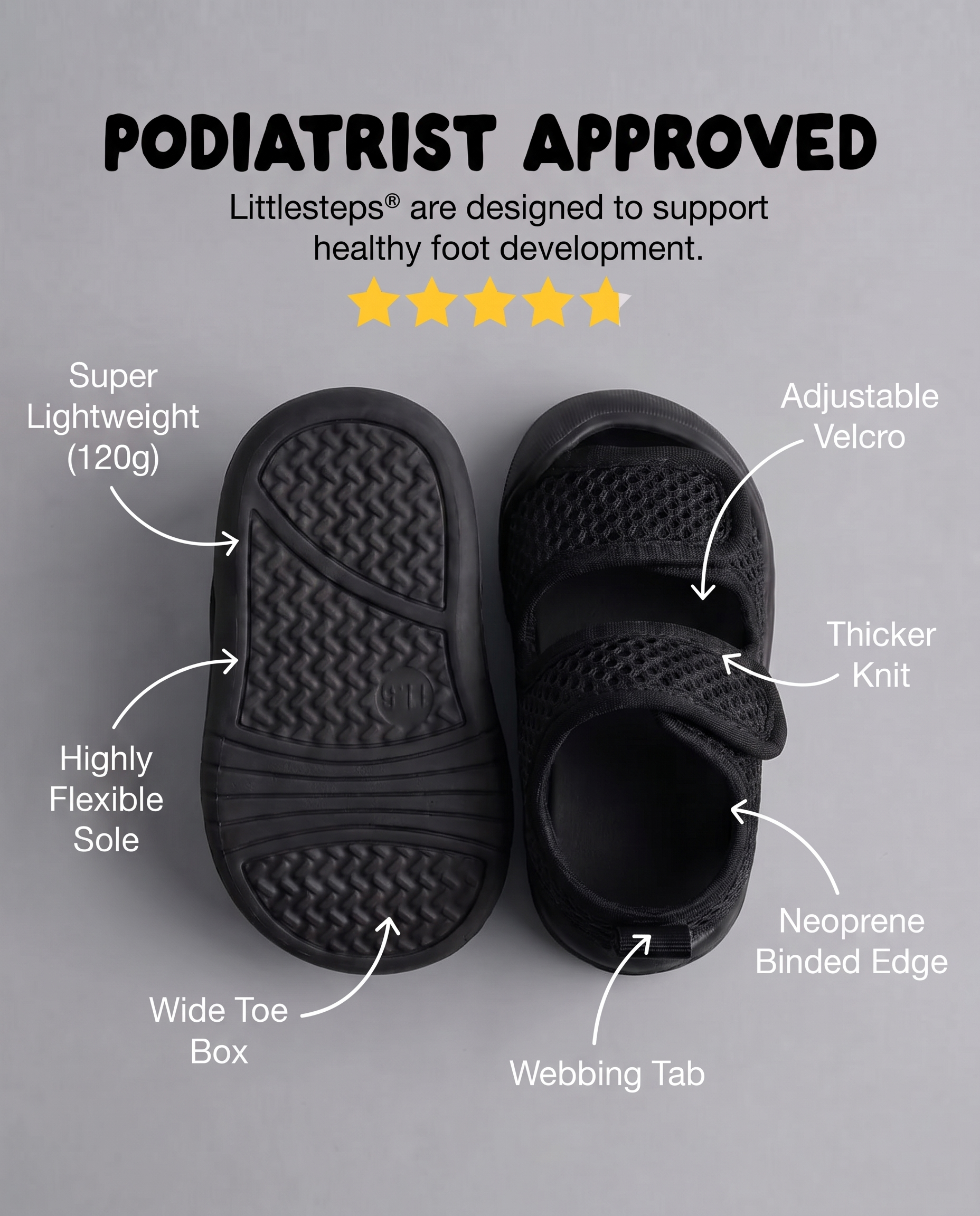 BLACK - LittleSteps™ SANDALS