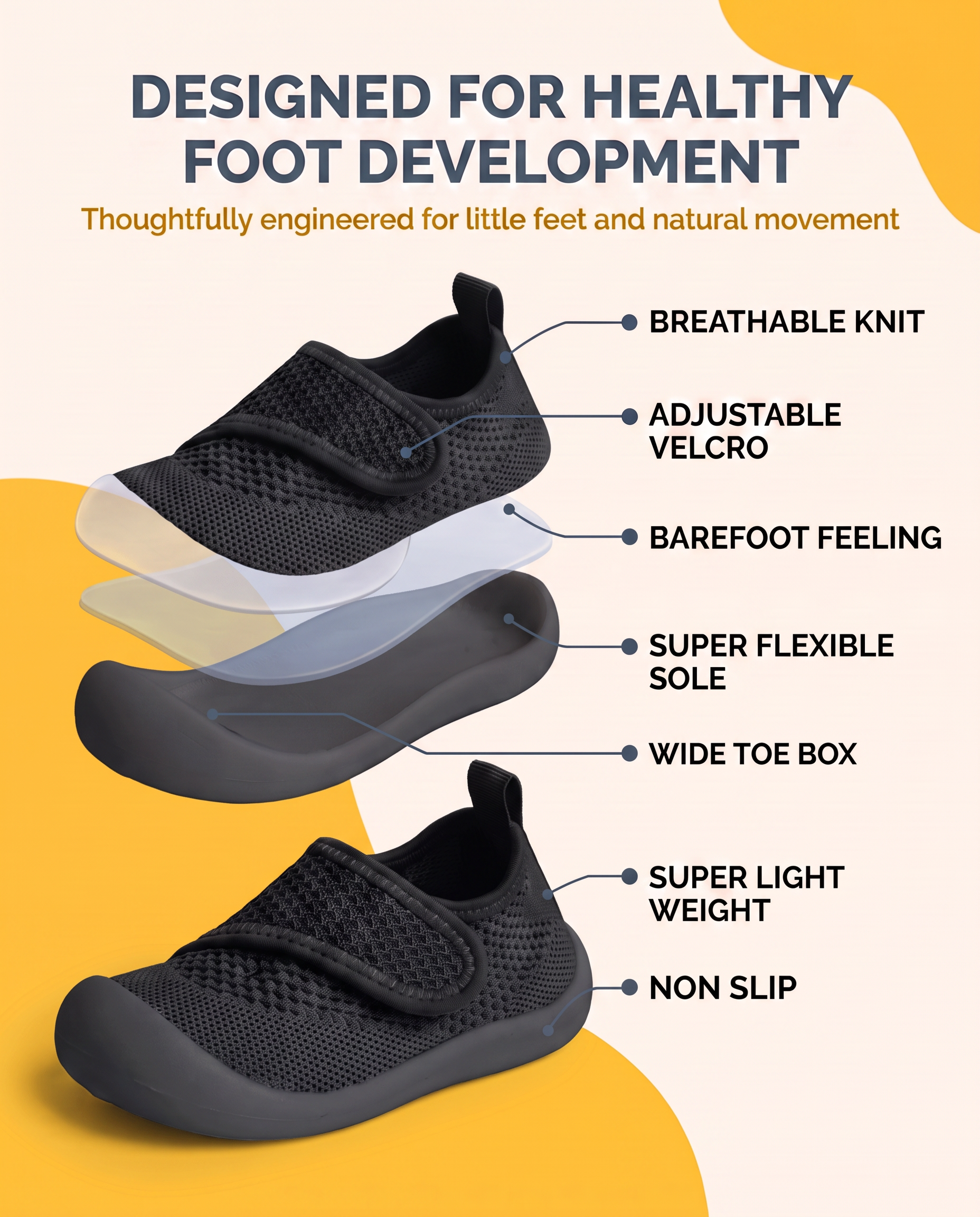 BLACK - LittleSteps™ VELCRO WALKERS