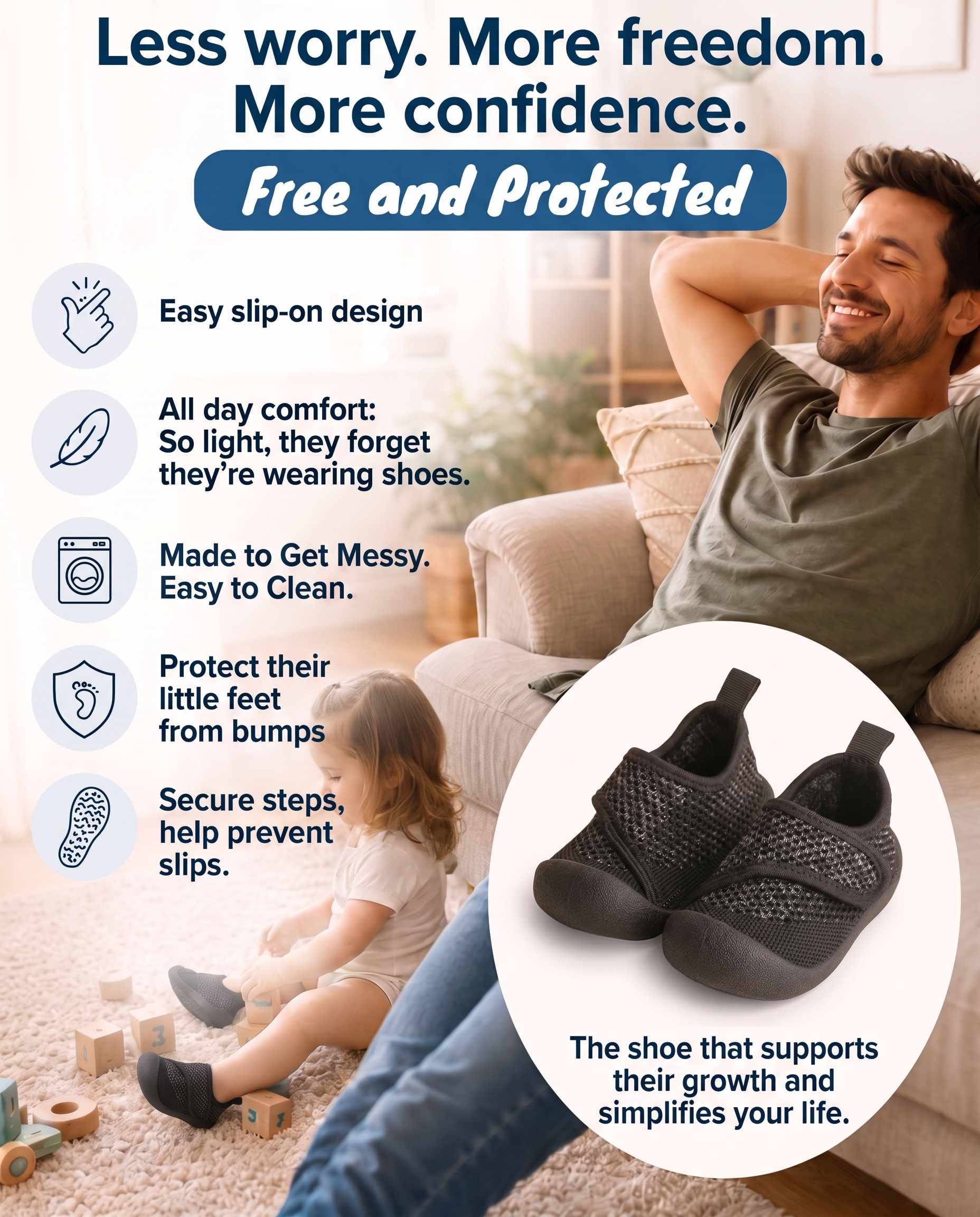 BLACK - LittleSteps™ VELCRO WALKERS