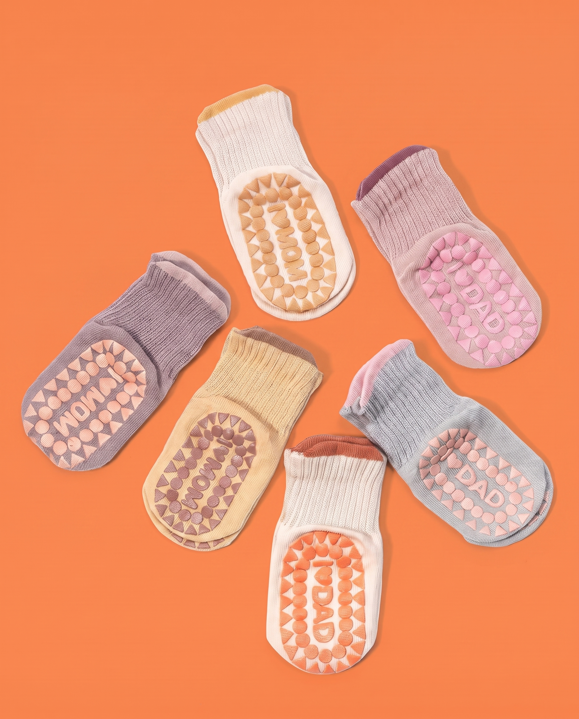 6 Pack Grip Socks - I LOVE MOM/DAD