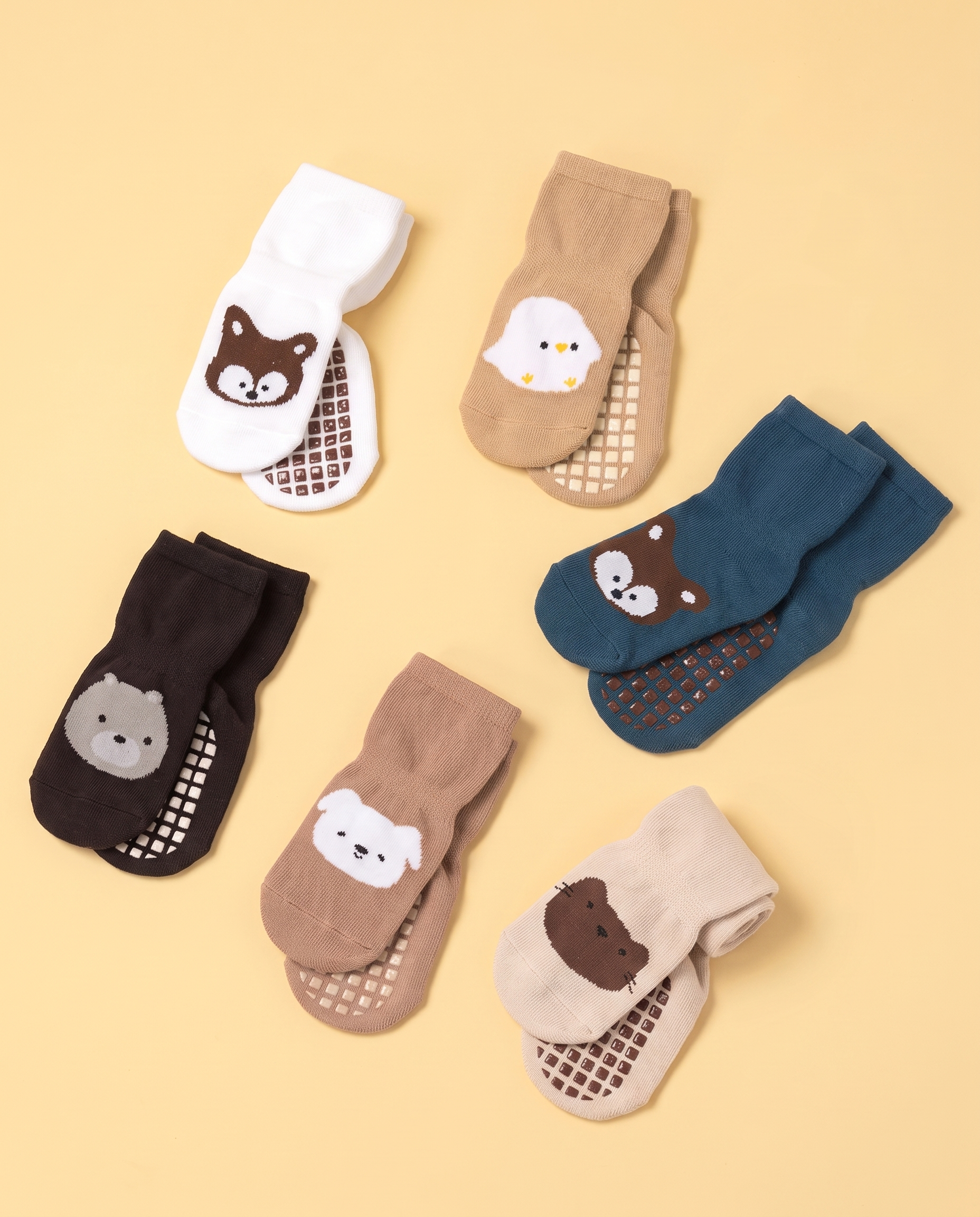 6 Pack Grip Socks - ANIMALS